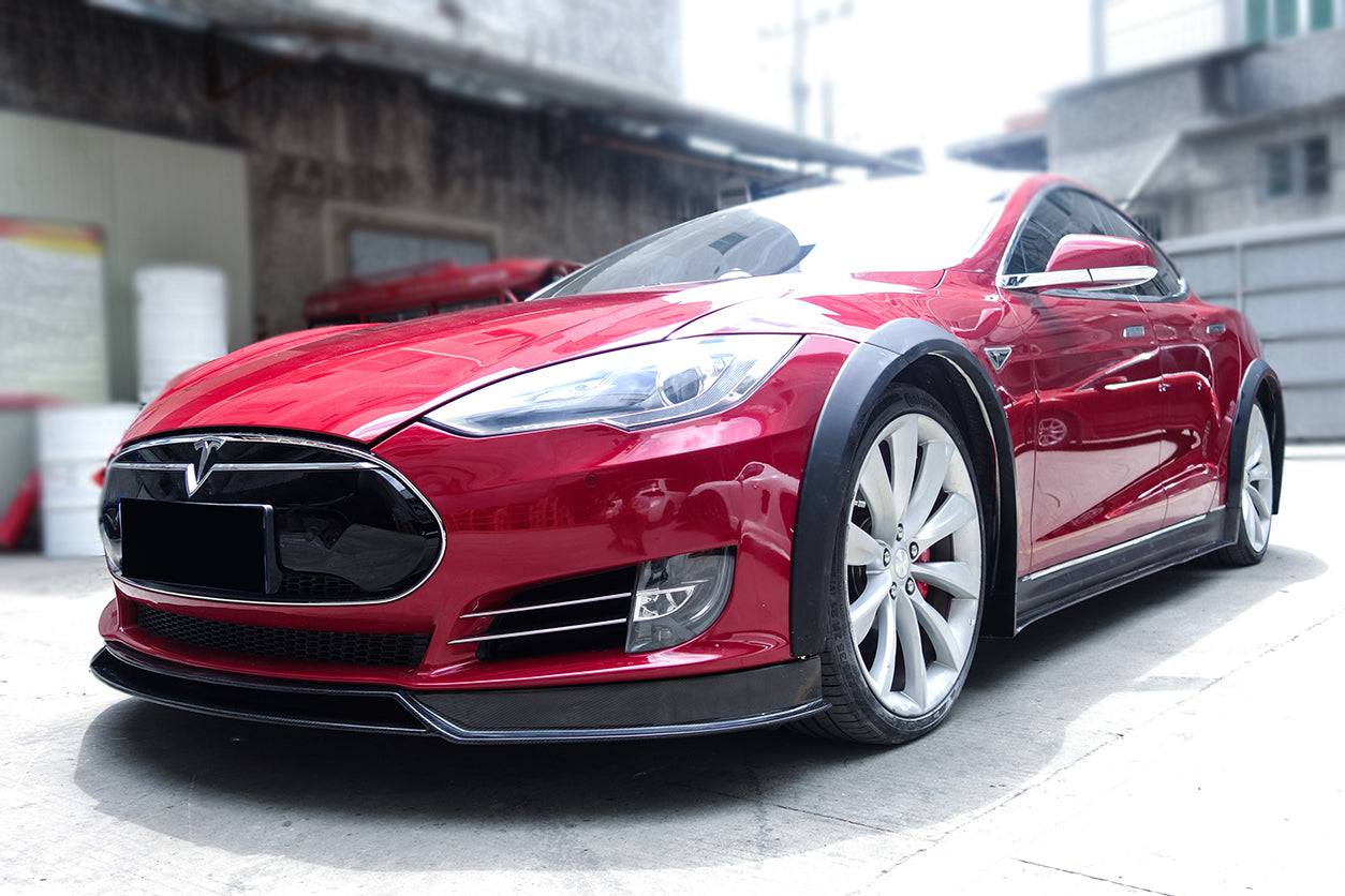 Carbonado 2012-2015 Tesla Model S RZS Style Part Carbon Fiber Front Lip With Undertray