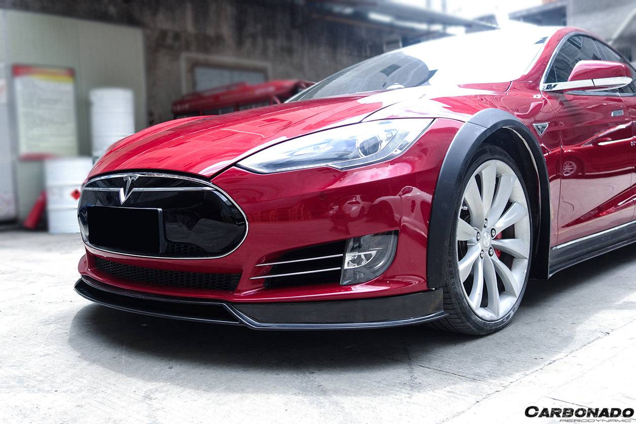 Carbonado 2012-2015 Tesla Model S RZS Style Part Carbon Fiber Front Lip With Undertray