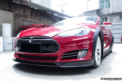 Carbonado 2012-2015 Tesla Model S RZS Style Part Carbon Fiber Front Lip With Undertray