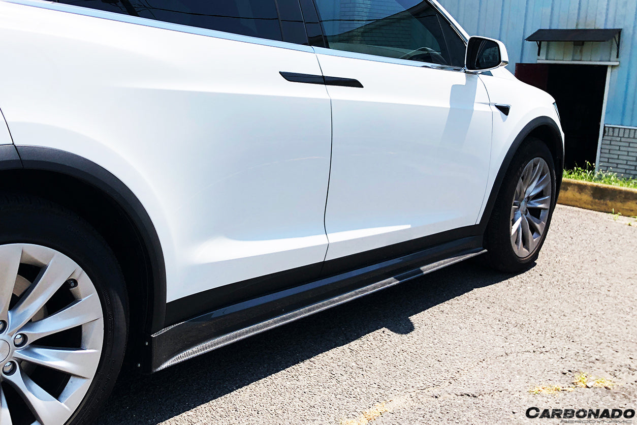 Carbonado 2016-2021 Tesla Model X SUV RZS Style Carbon Fiber Side Skirts