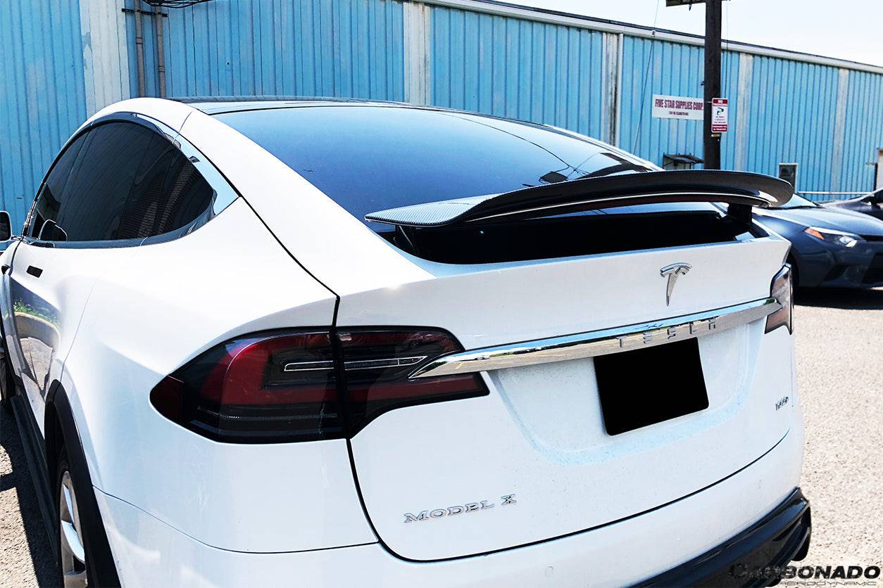 Alerón de maletero de fibra de carbono estilo RZS para Tesla Model X SUV Carbonado 2016-2025