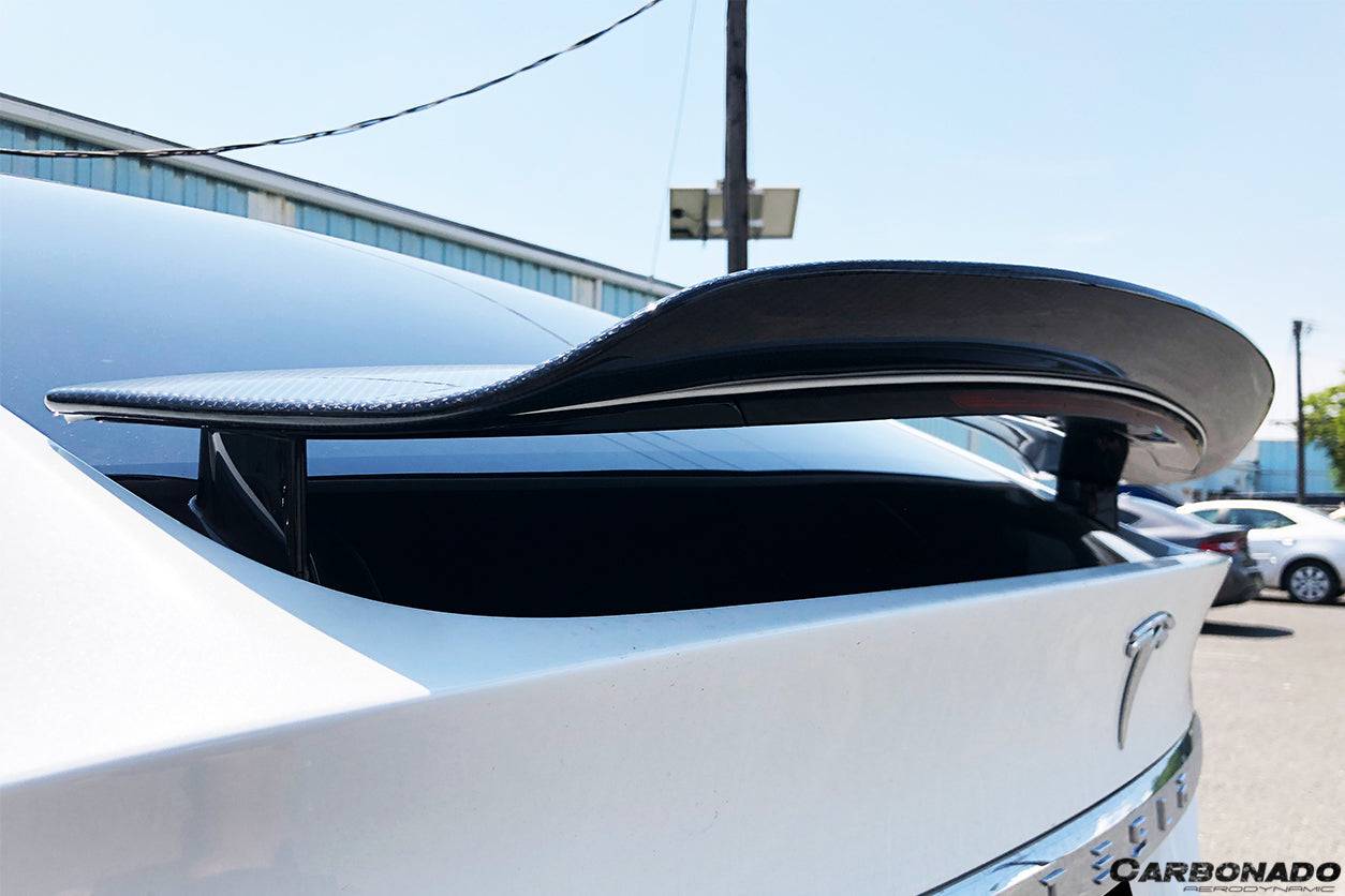 Alerón de maletero de fibra de carbono estilo RZS para Tesla Model X SUV Carbonado 2016-2025