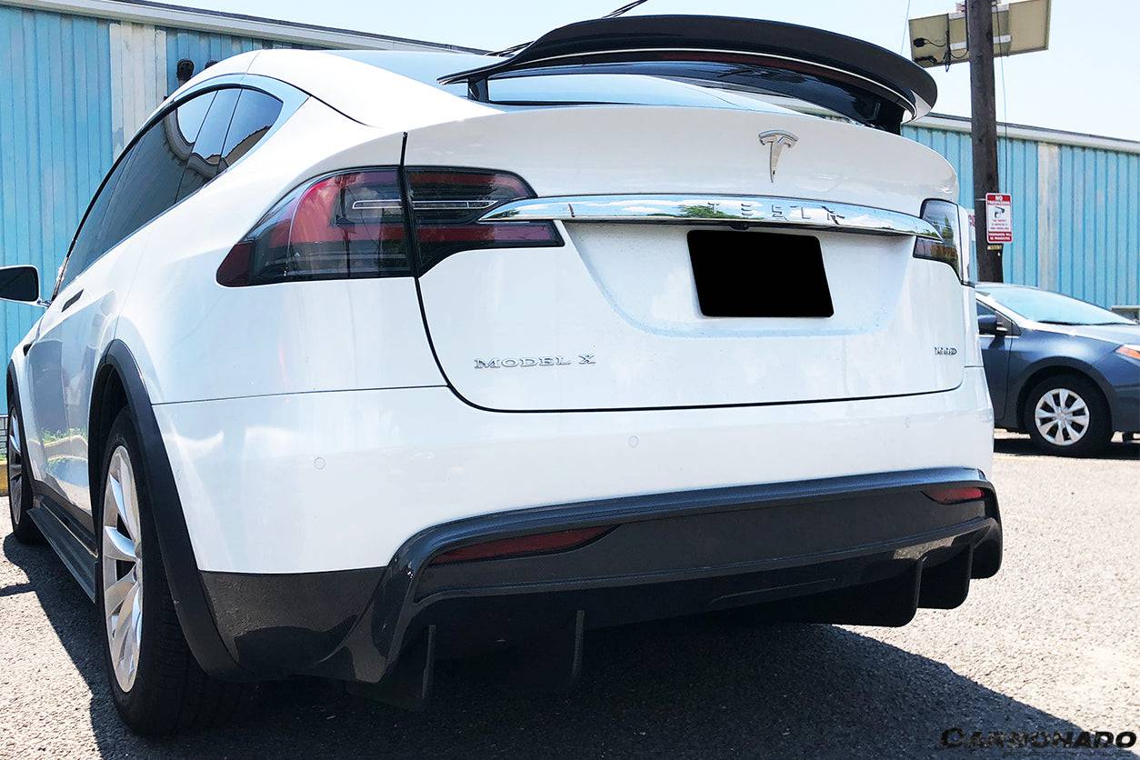 Carbonado 2016-2018 Tesla Model X SUV RZS Style Carbon Fiber Rear Lip