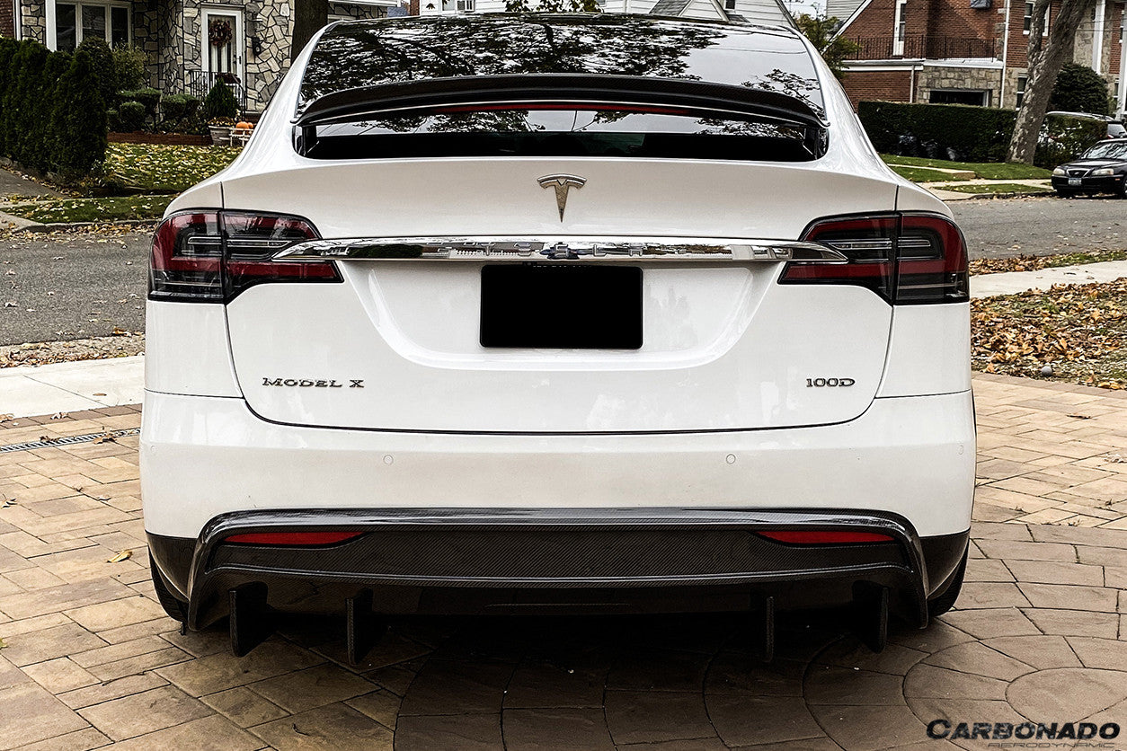 Carbonado 2016-2018 Tesla Model X SUV RZS Style Carbon Fiber Rear Lip