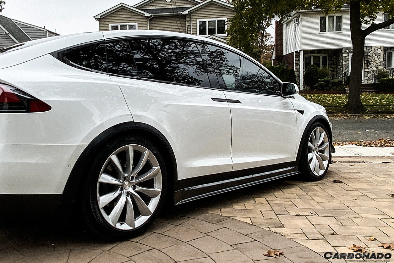 Carbonado 2016-2021 Tesla Model X SUV RZS Style Carbon Fiber Side Skirts