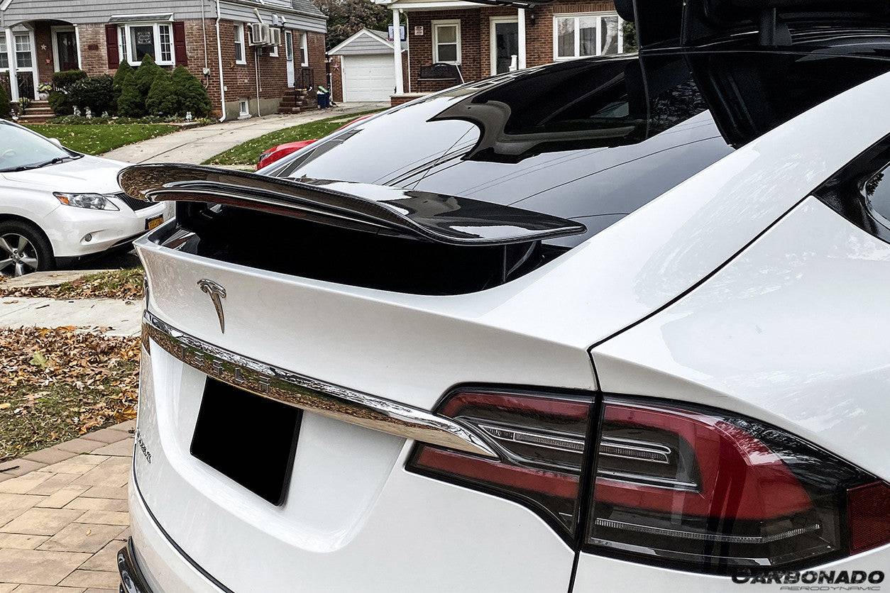Alerón de maletero de fibra de carbono estilo RZS para Tesla Model X SUV Carbonado 2016-2025