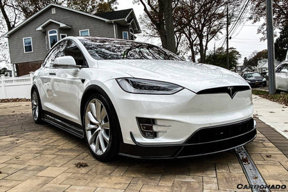Carbonado 2016-2021 Tesla Model X SUV RZS Style Carbon Fiber Front Lip