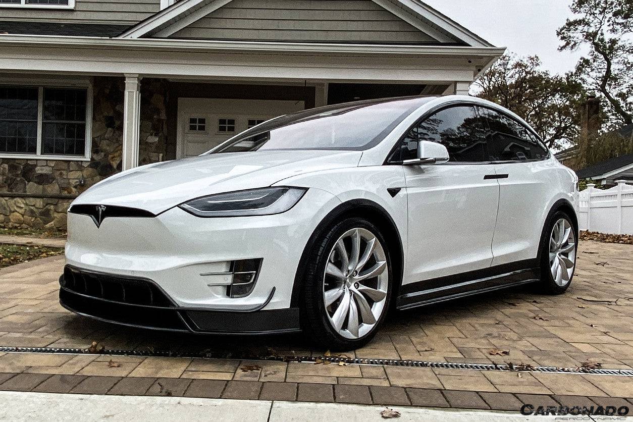 Carbonado 2016-2021 Tesla Model X SUV RZS Style Carbon Fiber Front Lip