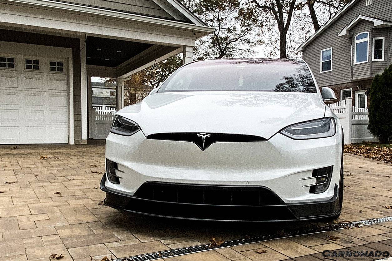 Carbonado 2016-2021 Tesla Model X SUV RZS Style Carbon Fiber Front Lip