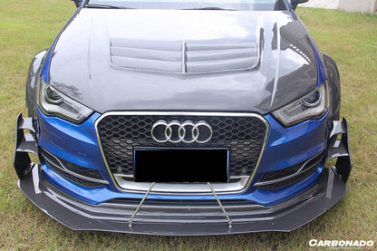 Carbonado 2013-2016 Audi S3 A3 Sline Sedan BKSS Style Carbon Fiber Front Lip With Under Board