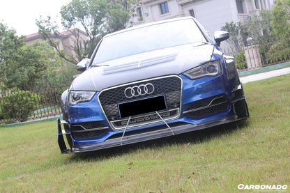 Carbonado 2013-2016 Audi S3 A3 Sline Sedan BKSS Style Carbon Fiber Front Lip With Under Board
