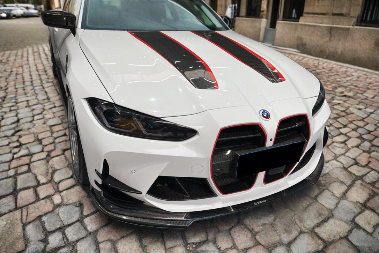 Carbonado 2021-2024 BMW M3 G80   G81 M4 G82   G83 D3 Style DRY Carbon Fiber Fornt Lip Splitter with Winglets