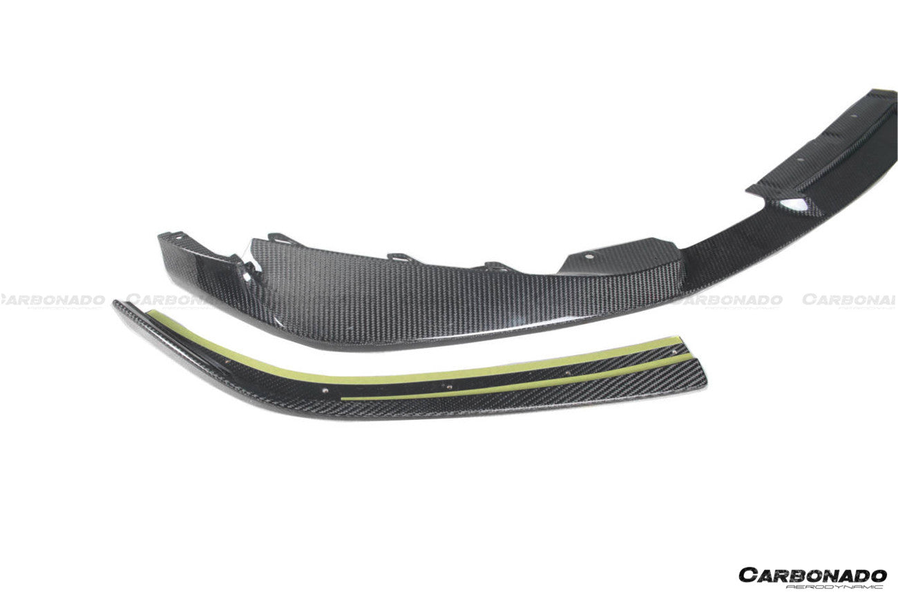 Carbonado 2021-2024 BMW M3 G80   G81 M4 G82   G83 D3 Style DRY Carbon Fiber Fornt Lip Splitter with Winglets