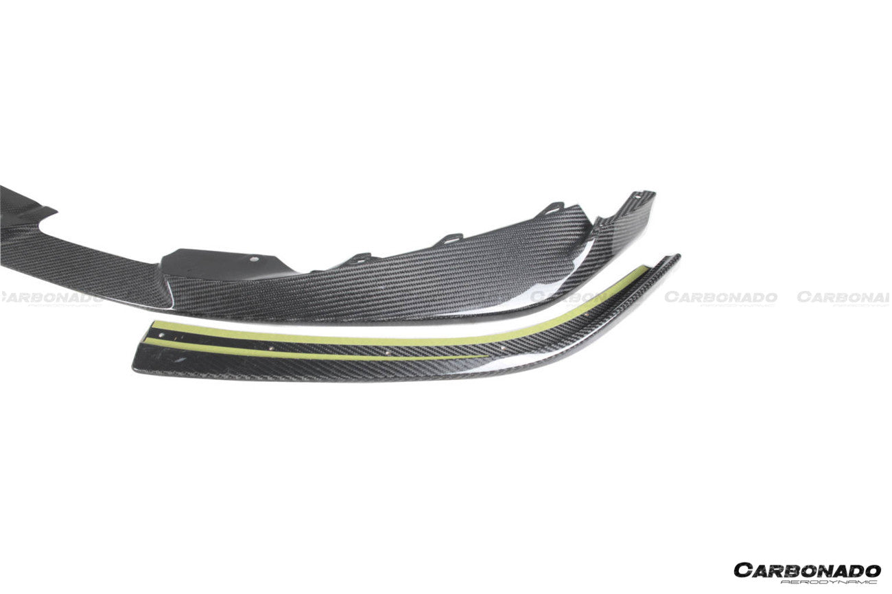 Carbonado 2021-2024 BMW M3 G80   G81 M4 G82   G83 D3 Style DRY Carbon Fiber Fornt Lip Splitter with Winglets
