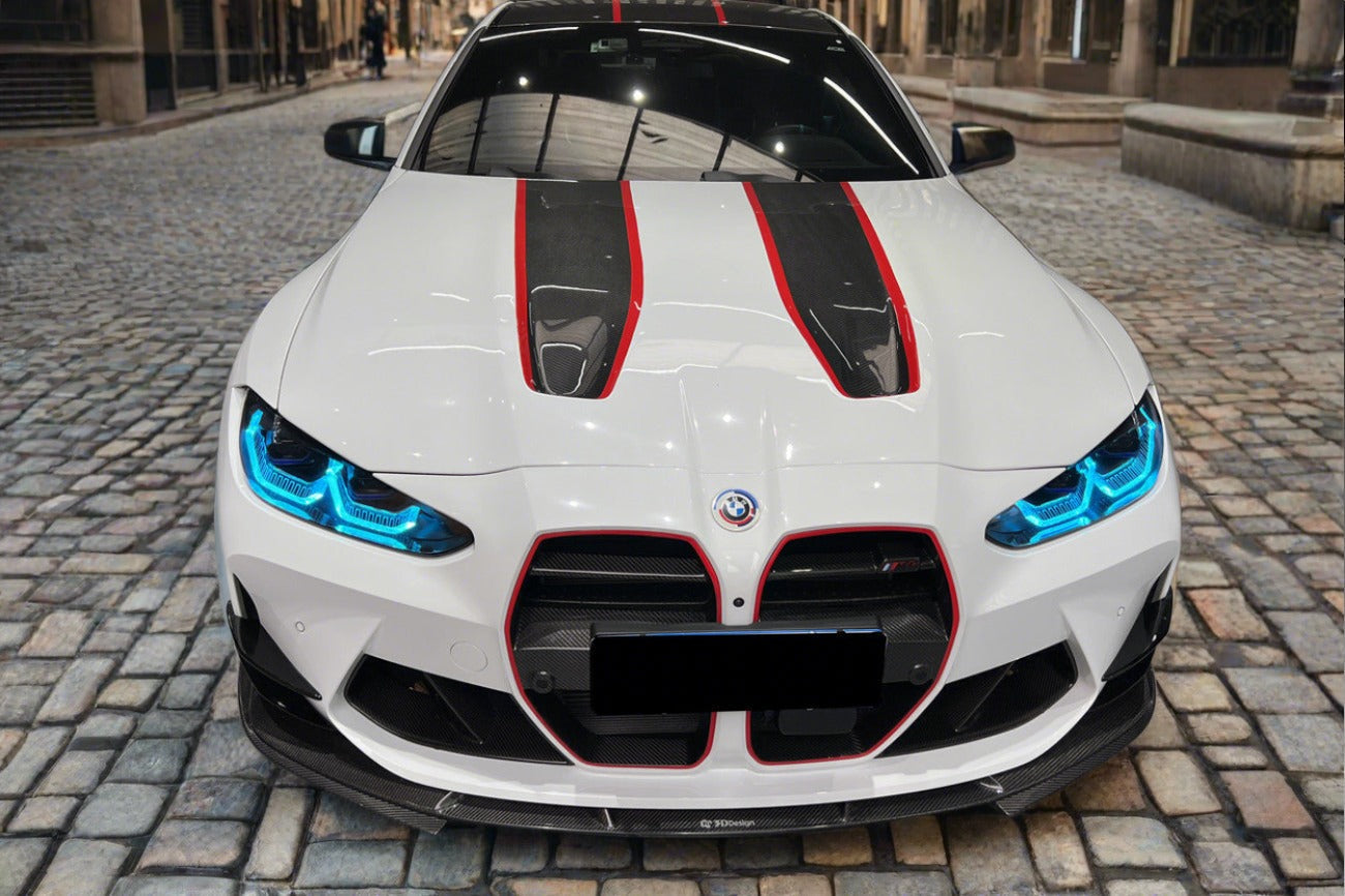 Carbonado 2021-2024 BMW M3 G80   G81 M4 G82   G83 D3 Style DRY Carbon Fiber Fornt Lip Splitter with Winglets