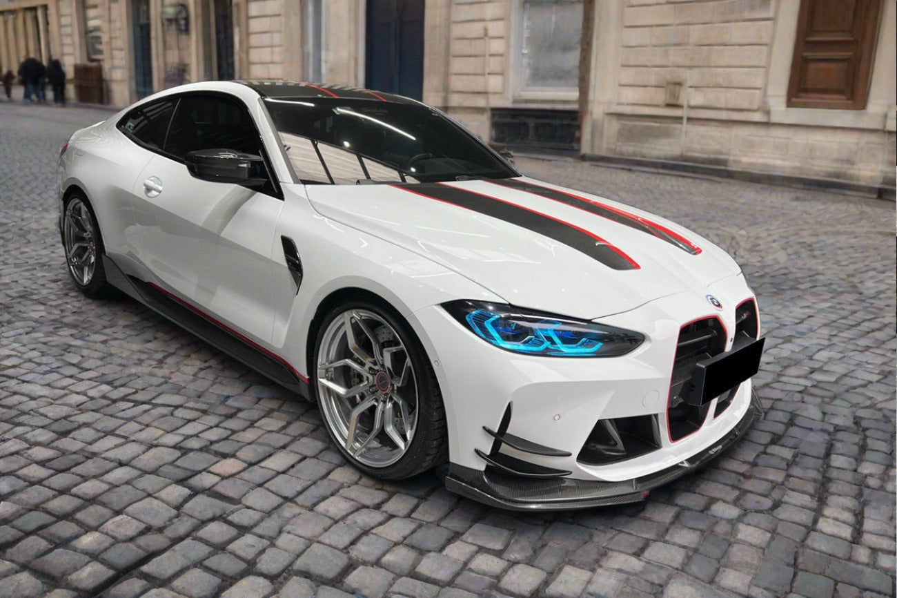 Carbonado 2021-2024 BMW M3 G80   G81 M4 G82   G83 D3 Style DRY Carbon Fiber Fornt Lip Splitter with Winglets