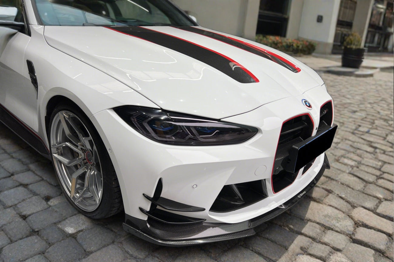 Carbonado 2021-2024 BMW M3 G80   G81 M4 G82   G83 D3 Style DRY Carbon Fiber Fornt Lip Splitter with Winglets
