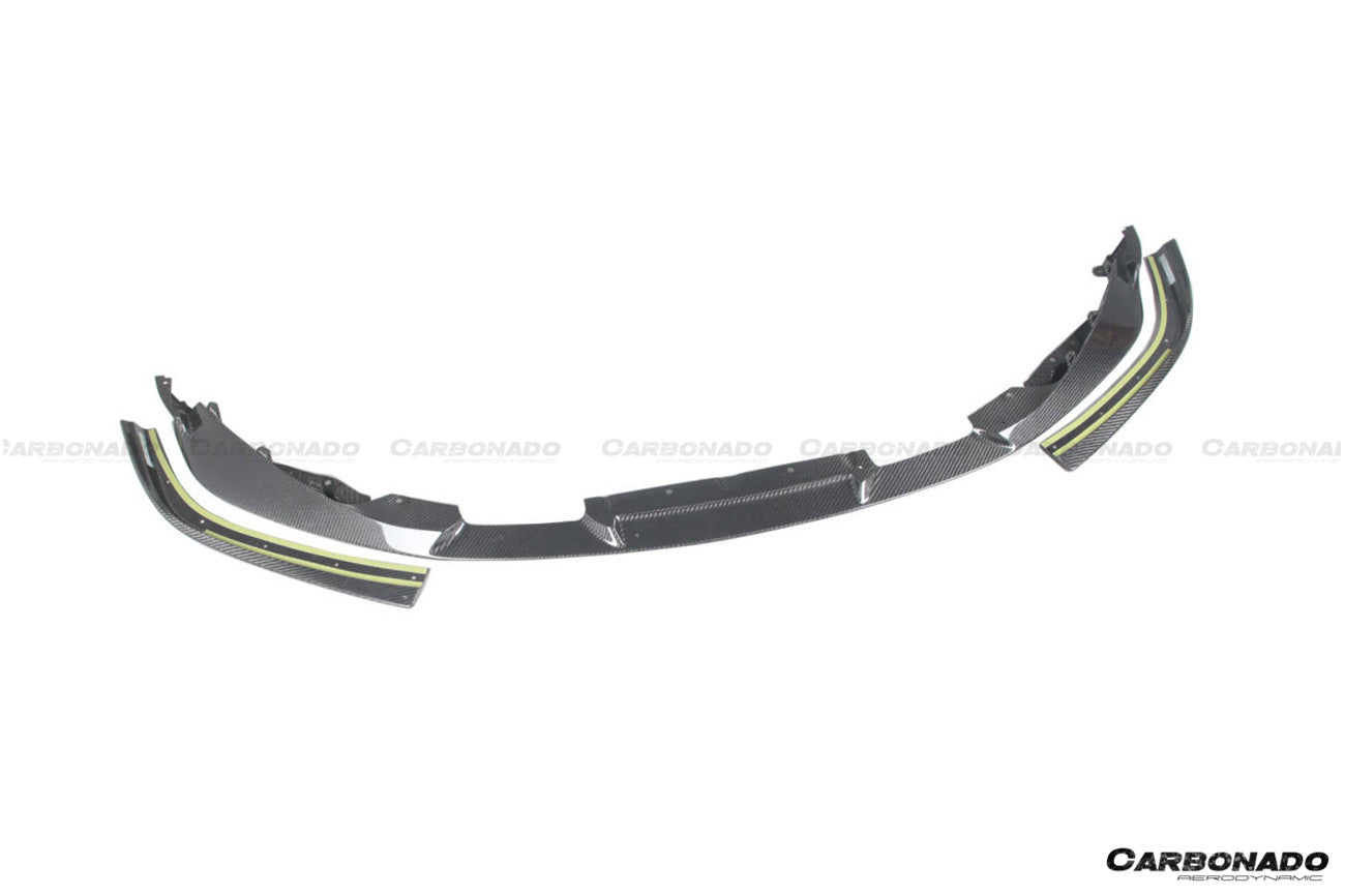 Carbonado 2021-2024 BMW M3 G80   G81 M4 G82   G83 D3 Style DRY Carbon Fiber Fornt Lip Splitter with Winglets
