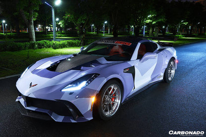 Extensión de faldones laterales de fibra de carbono estilo APR para Corvette C7 Stingray Carbonado 2013-2019