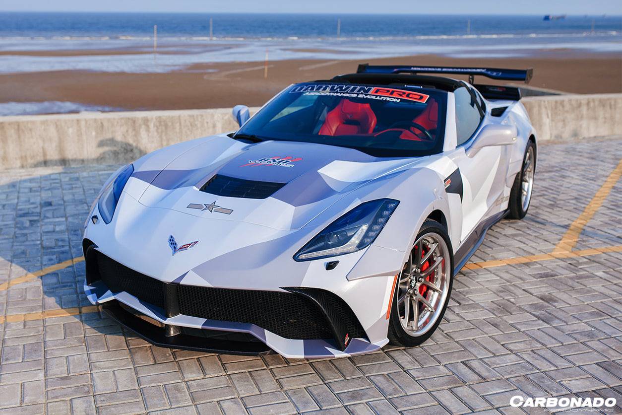 Extensión de faldones laterales de fibra de carbono estilo APR para Corvette C7 Stingray Carbonado 2013-2019