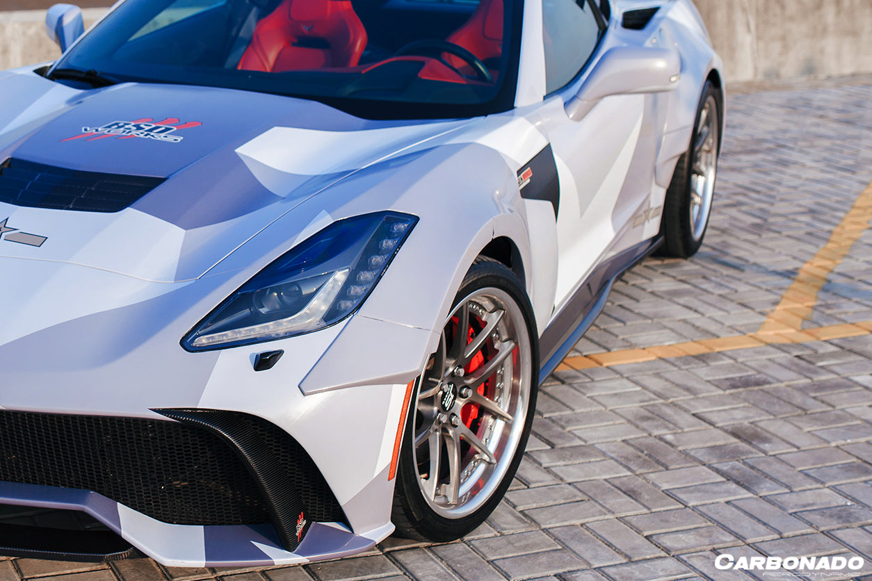 Extensión de faldones laterales de fibra de carbono estilo APR para Corvette C7 Stingray Carbonado 2013-2019