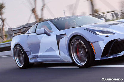 Extensión de faldones laterales de fibra de carbono estilo APR para Corvette C7 Stingray Carbonado 2013-2019