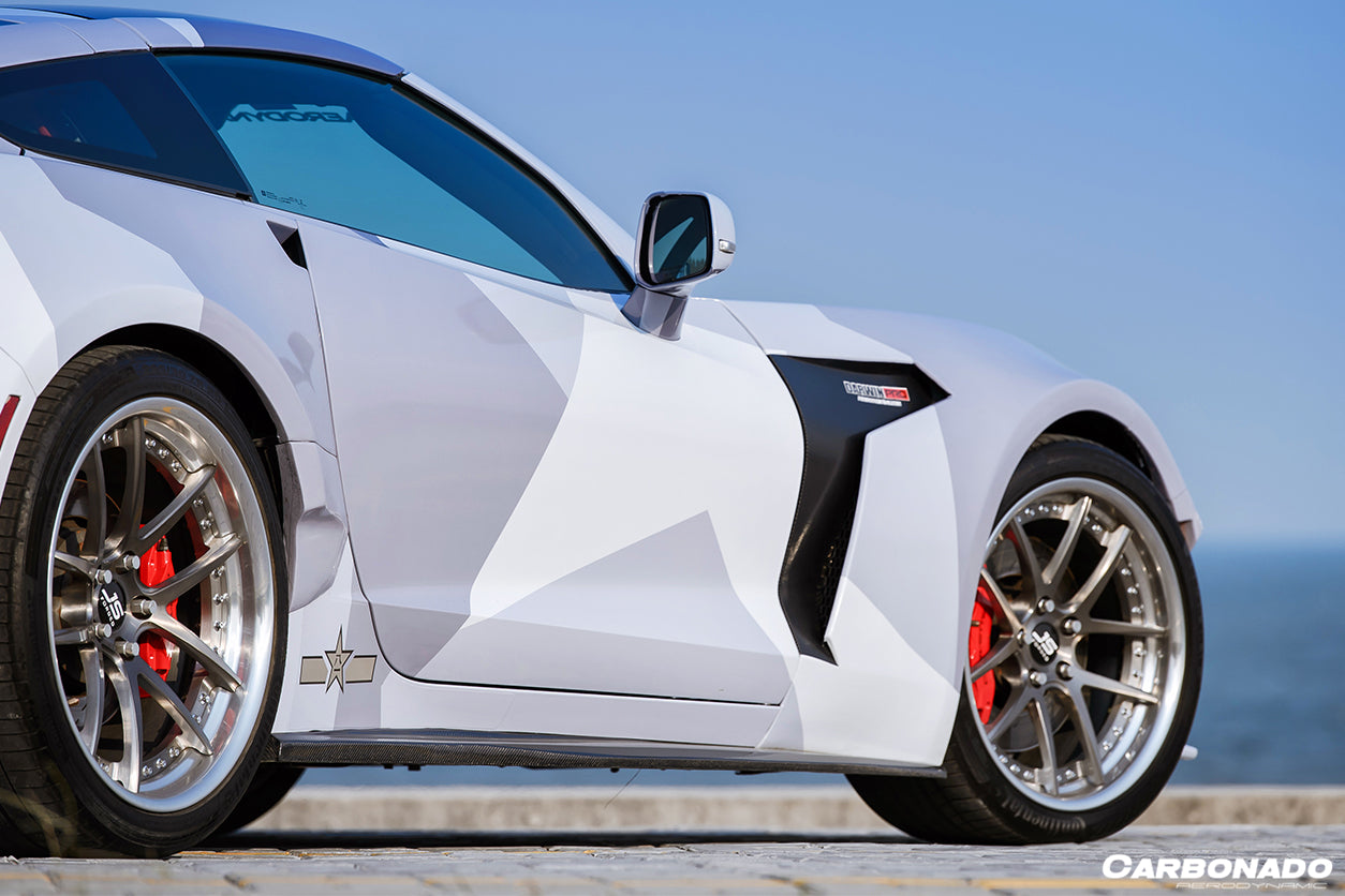 Extensión de faldones laterales de fibra de carbono estilo APR para Corvette C7 Stingray Carbonado 2013-2019