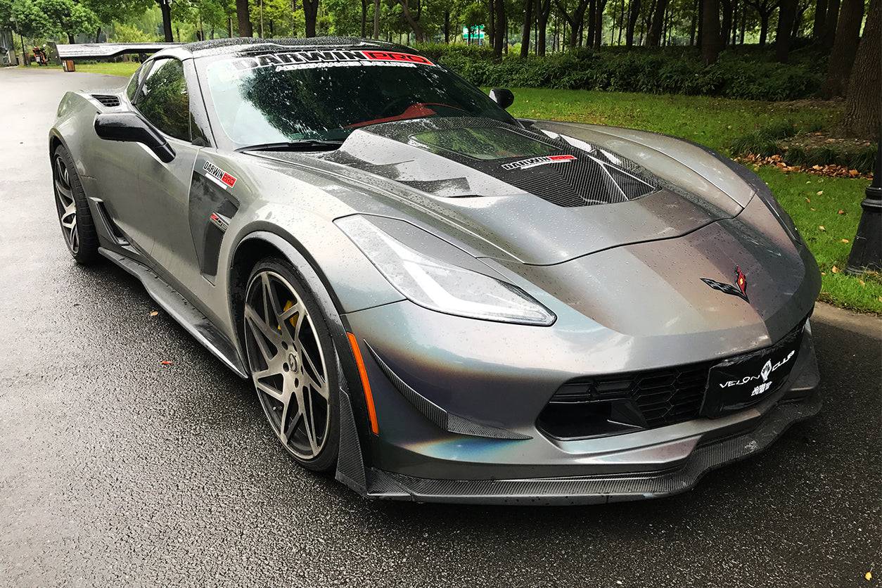 Carbonado 2013-2019 Corvette C7 Z06 Grandsport AR Style Carbon Fiber Side Skirts Extension