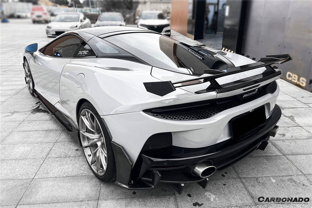Alerones laterales del parachoques trasero de fibra de carbono estilo McLaren GT WP Carbonado 2020-2023