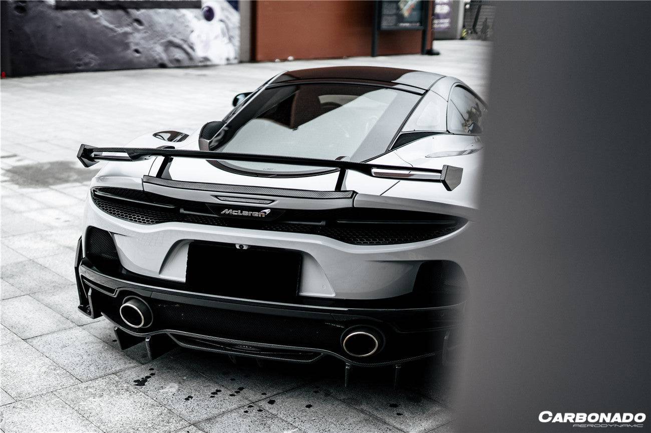 Alerones laterales del parachoques trasero de fibra de carbono estilo McLaren GT WP Carbonado 2020-2023