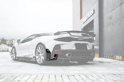 Alerones laterales del parachoques trasero de fibra de carbono estilo McLaren GT WP Carbonado 2020-2023