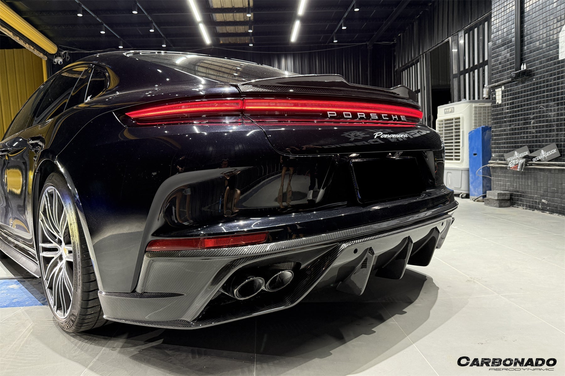 Carbonado OD Style Dry Carbon Fiber Rear Diffuser Lip | 2024-2025 Porsche Panamera 976