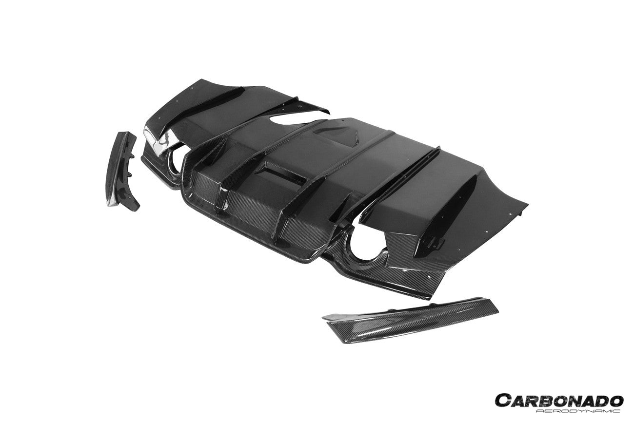 Carbonado 2011-2019 BMW 3 Series F30  F35 M-Tech GV Carbon Fiber Rear Lip with Diffuser   Caps