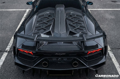 Carbonado 2011-2021 Lamborghini Aventador LP700 LP720 LP750 LP740 Coupe CA Style Carbon Fiber Engine Hood And Wing
