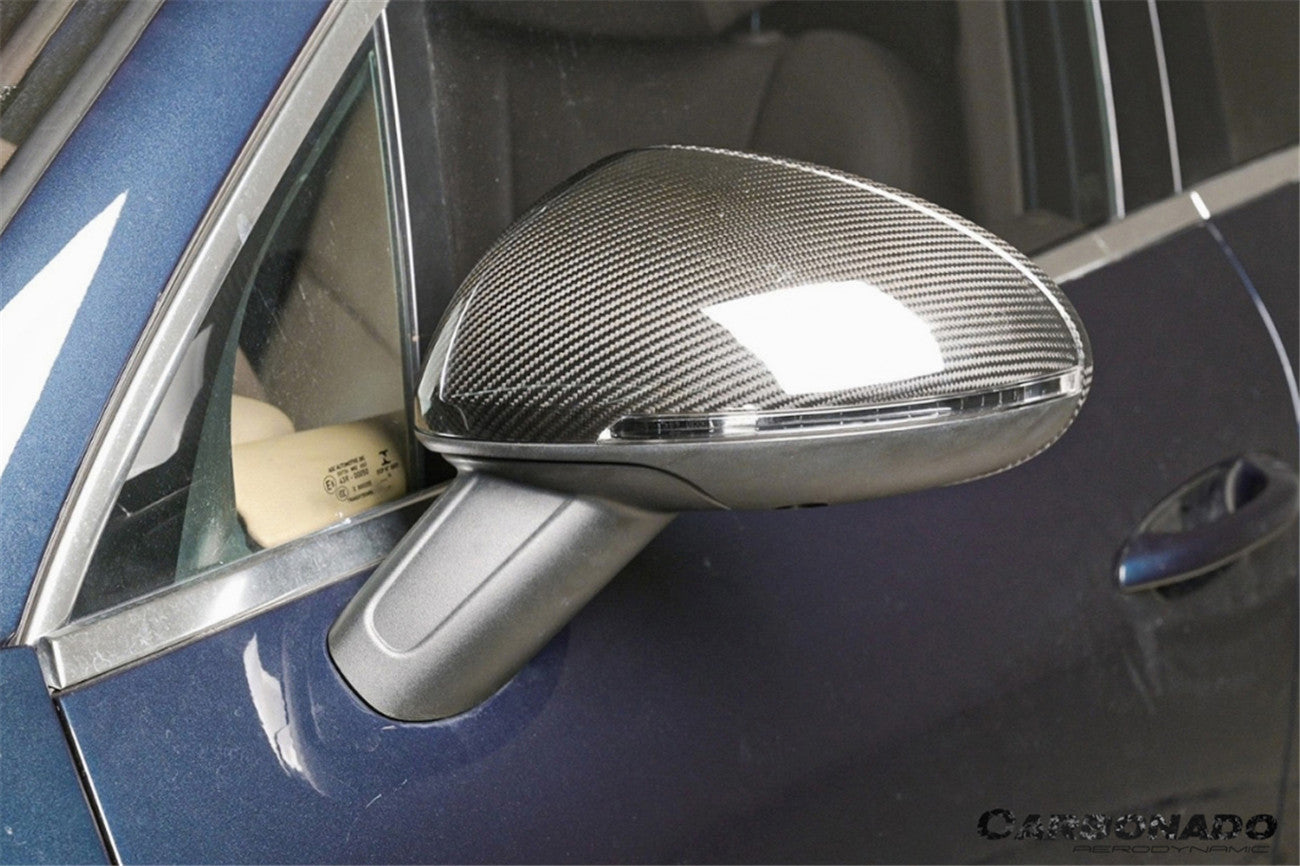 Reemplazo de carcasa de espejo de fibra de carbono seco para Porsche Macan 95B Carbonado 2014-2024 | Compatible con T, S, GTS, Turbo, Turbo S, 4 Electric, Turbo (sin orificios BSA)