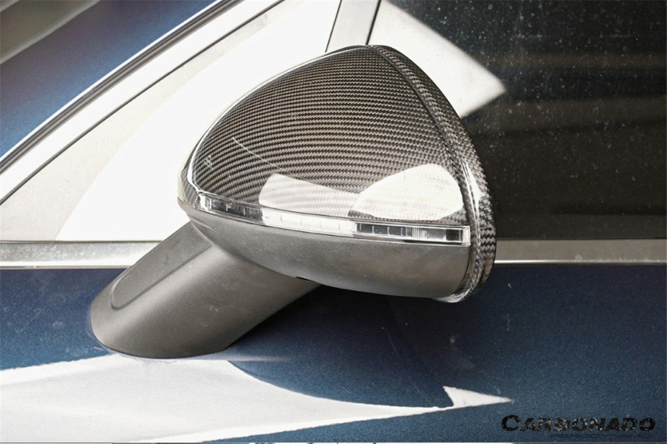 Reemplazo de carcasa de espejo de fibra de carbono seco para Porsche Macan 95B Carbonado 2014-2024 | Compatible con T, S, GTS, Turbo, Turbo S, 4 Electric, Turbo (sin orificios BSA)