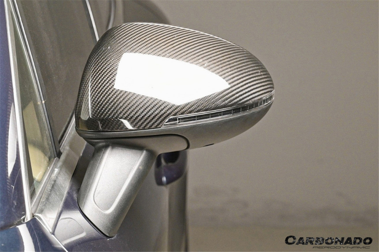 Reemplazo de carcasa de espejo de fibra de carbono seco para Porsche Macan 95B Carbonado 2014-2024 | Compatible con T, S, GTS, Turbo, Turbo S, 4 Electric, Turbo (sin orificios BSA)