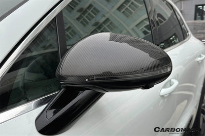 Reemplazo de carcasa de espejo de fibra de carbono seco para Porsche Macan 95B Carbonado 2014-2024 | Compatible con T, S, GTS, Turbo, Turbo S, 4 Electric, Turbo (sin orificios BSA)
