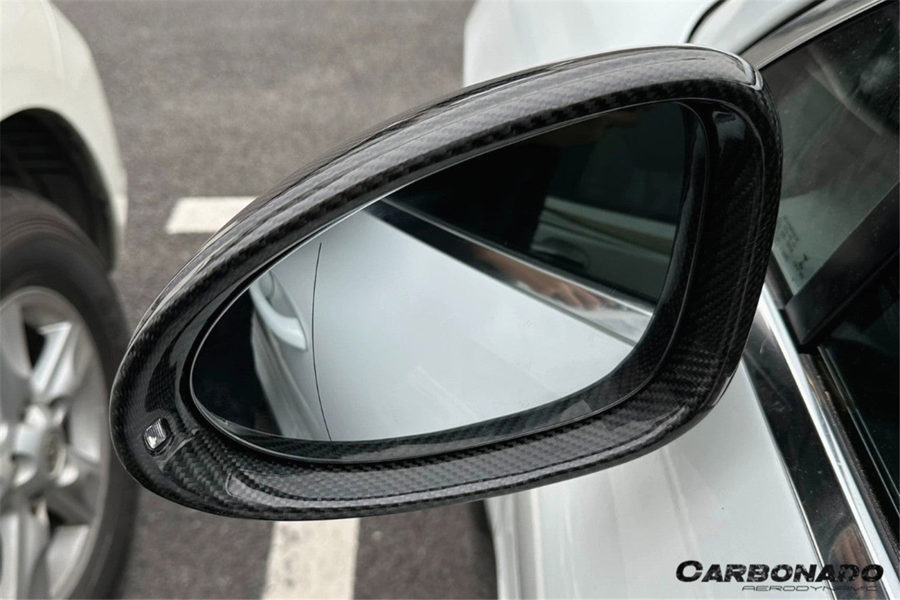 Reemplazo de carcasa de espejo de fibra de carbono seco para Porsche Macan 95B Carbonado 2014-2024 | Compatible con T, S, GTS, Turbo, Turbo S, 4 Electric, Turbo (sin orificios BSA)