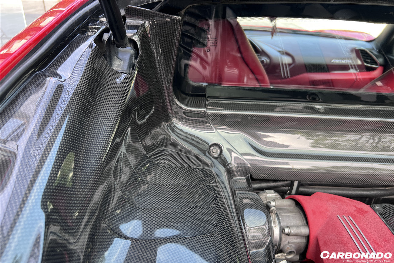 Carbonado 2015-2023 Ferrari 488 GTB Pista  F8 Dry Carbon Fiber Engine Bay Panels With Heat Protection