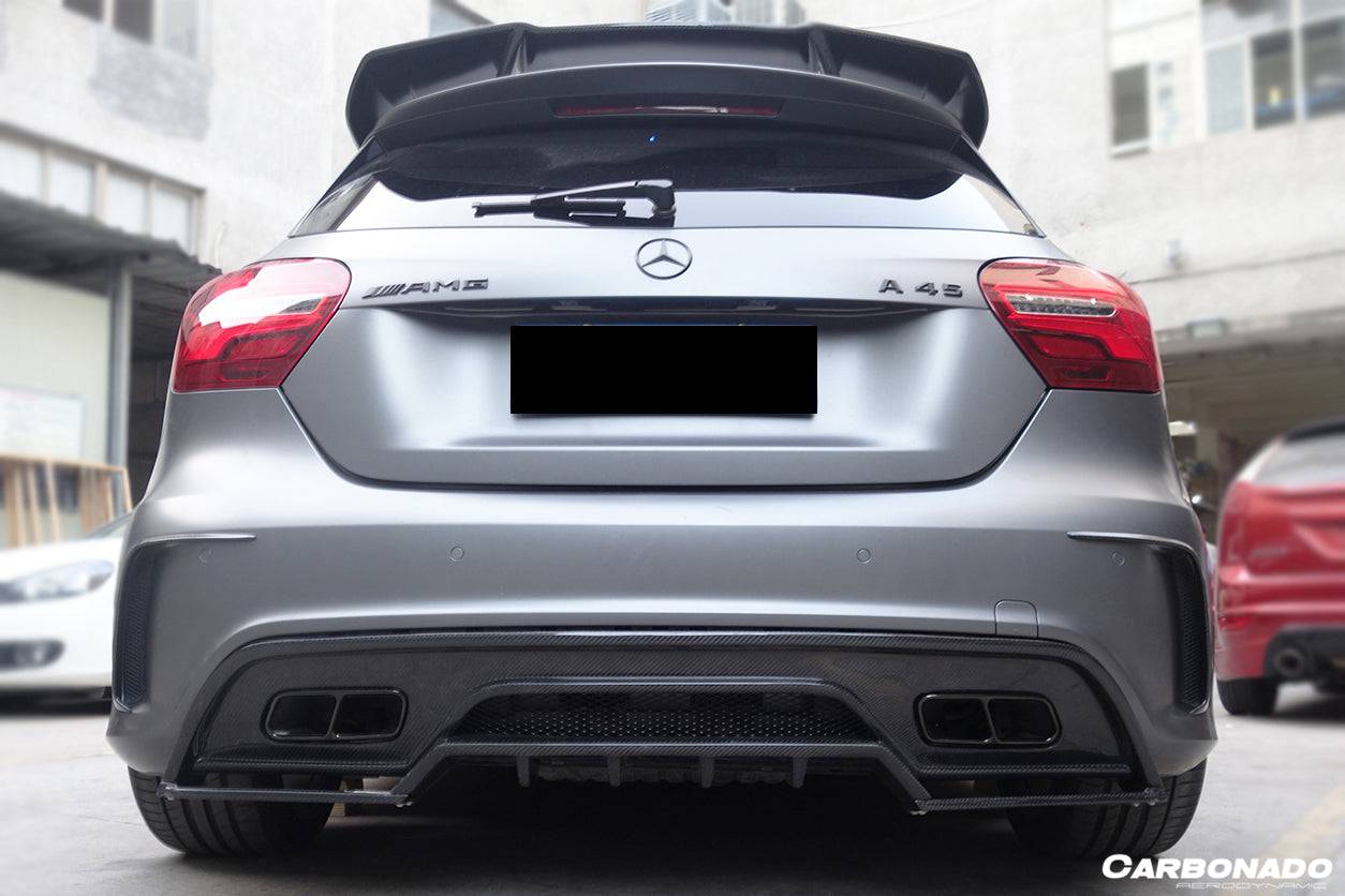 Carbonado 2016-2018  Mercedes Benz  W176 A45 AMG BKSS Style Carbon Fiber Rear Bumper Canards