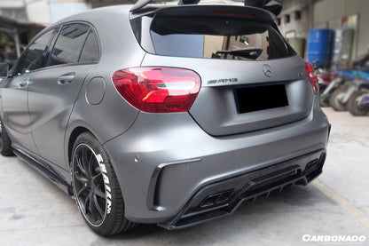 Carbonado 2016-2018  Mercedes Benz  W176 A45 AMG BKSS Style Carbon Fiber Rear Bumper Canards