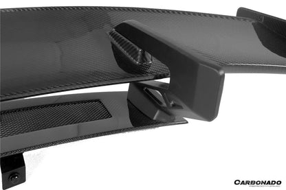 Carbonado 2016-2025 Audi R8 GEN2 Coupe ONLY GT Style DRY Carbon Fiber Trunk Wing with Base and Aluminum Legs