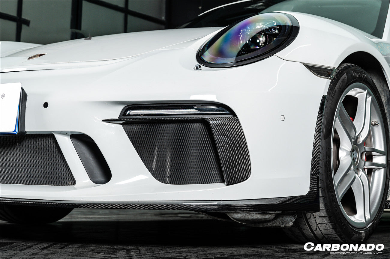 Molduras de luces de circulación diurna para parachoques delantero de fibra de carbono seco estilo OE Porsche 911 991.2 GT3 Carbonado 2017-2019