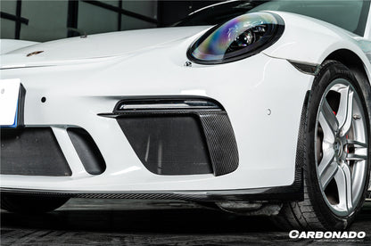 Molduras de luces de circulación diurna para parachoques delantero de fibra de carbono seco estilo OE Porsche 911 991.2 GT3 Carbonado 2017-2019