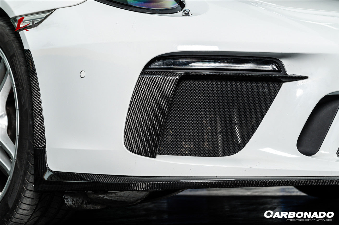 Molduras de luces de circulación diurna para parachoques delantero de fibra de carbono seco estilo OE Porsche 911 991.2 GT3 Carbonado 2017-2019