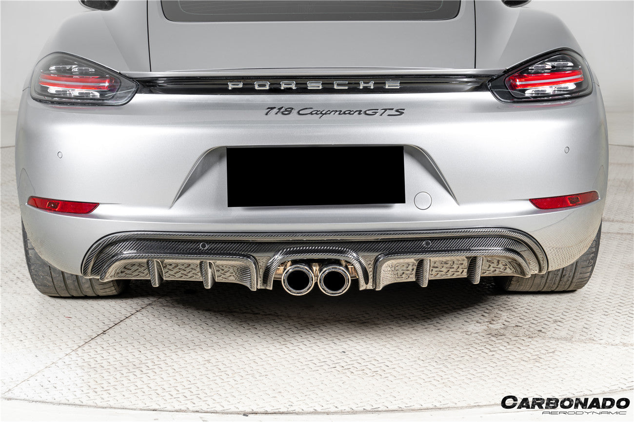 Carbonado GTS Style Dry Carbon Fiber Rear Diffuser Lip | 2017-2025 Porsche 718 Cayman Boxster