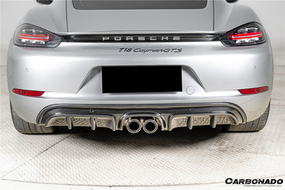 Carbonado GTS Style Dry Carbon Fiber Rear Diffuser Lip | 2017-2025 Porsche 718 Cayman Boxster