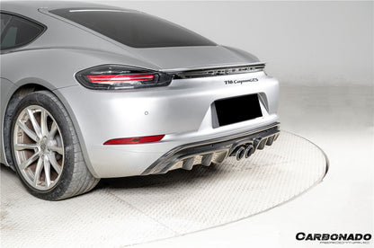 Carbonado GTS Style Dry Carbon Fiber Rear Diffuser Lip | 2017-2025 Porsche 718 Cayman Boxster