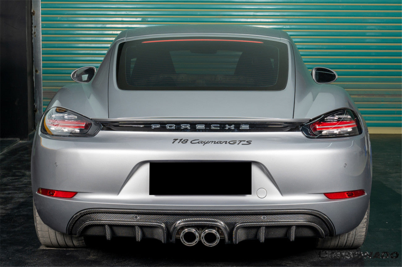 Carbonado GTS Style Dry Carbon Fiber Rear Diffuser Lip | 2017-2025 Porsche 718 Cayman Boxster